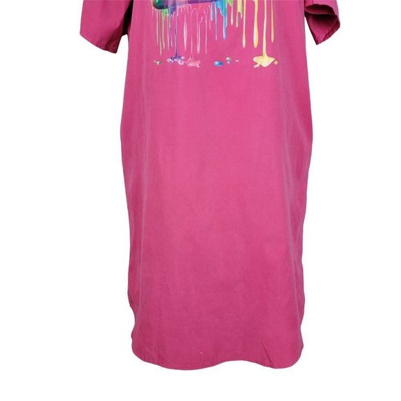 Unbranded Pink Colorful Lip Print Midi Shift Short Sleeves Pocket Dress Size XL - Picture 5 of 10